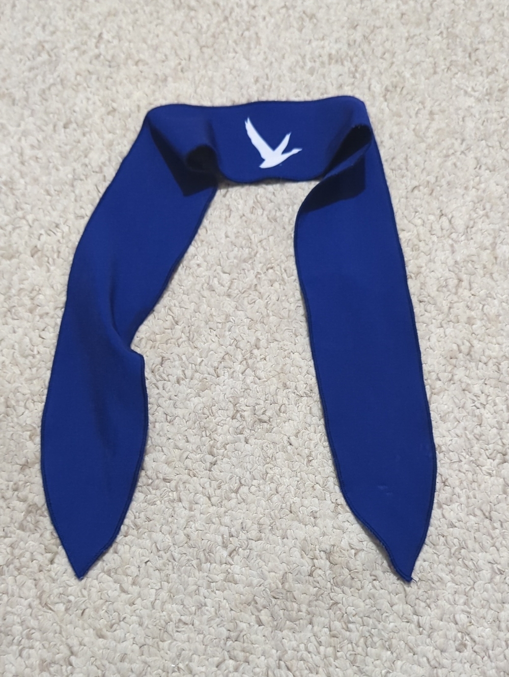 Navy Blue Scarf with White Bird Detail